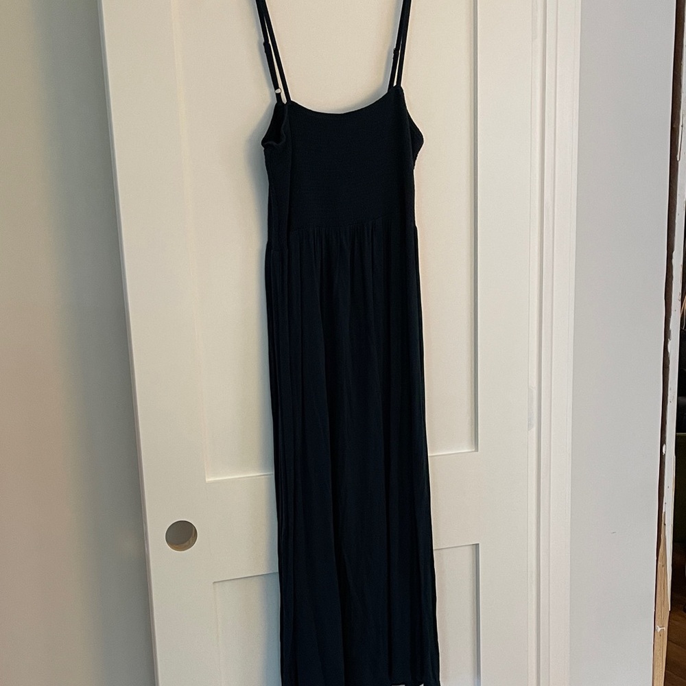 Women's Black Maxi Slip Dress with Spaghetti Straps